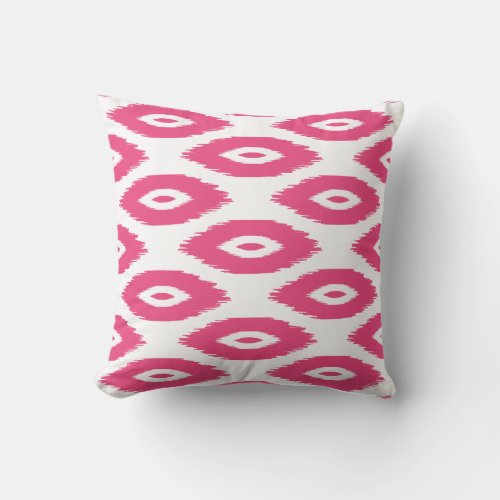 Hot Pink and White Tribal Ikat Dots Throw Pillow