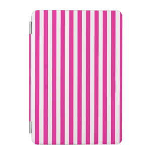 Hot Pink and White Vertical Stripes Minimalist iPad Mini Cover