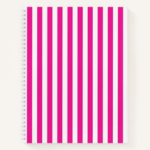 Hot Pink and White Vertical Stripes Minimalist Notebook