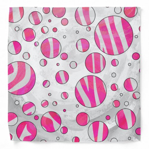 Hot Pink and White Zebra Polka Dots Bandana