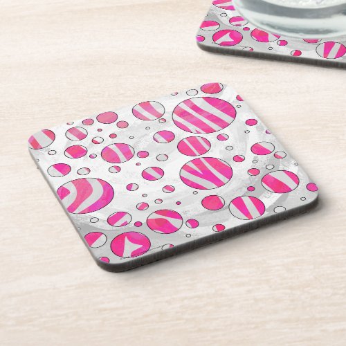 Hot Pink and White Zebra Polka Dots Coaster