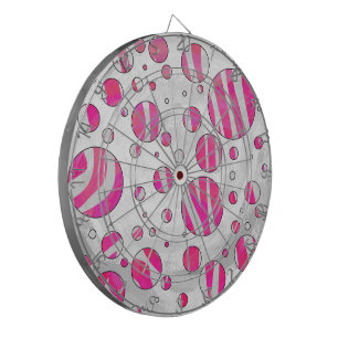 Hot Pink and White Zebra Polka Dots Dart Board