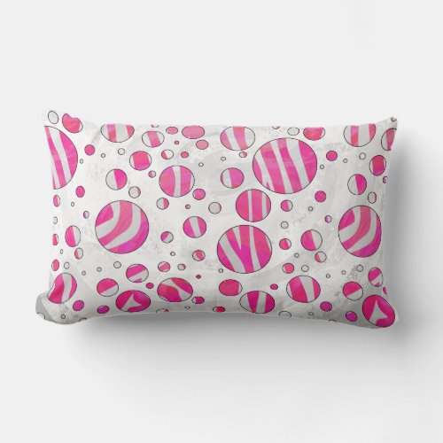 Hot Pink and White Zebra Polka Dots Lumbar Pillow