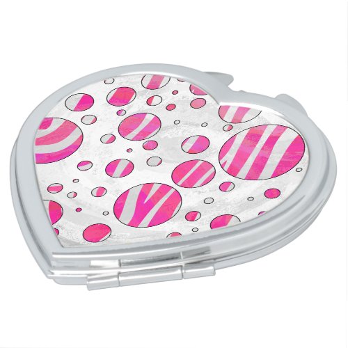 Hot Pink and White Zebra Polka Dots Mirror For Makeup