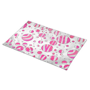 Hot Pink and White Zebra Polka Dots Placemat