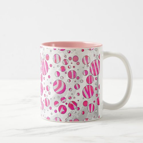 Hot Pink and White Zebra Polka Dots Two_Tone Coffee Mug