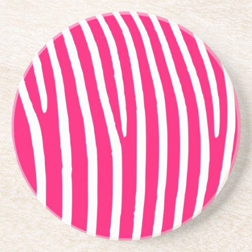 Hot Pink and White Zebra Print Coaster