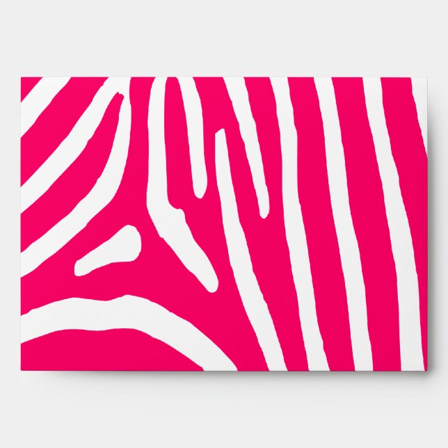 Hot Pink and White Zebra Print Envelope (Front)