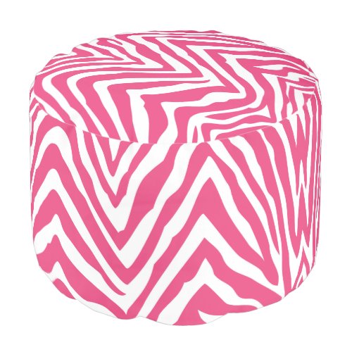 Hot Pink and White Zebra Print Pouf