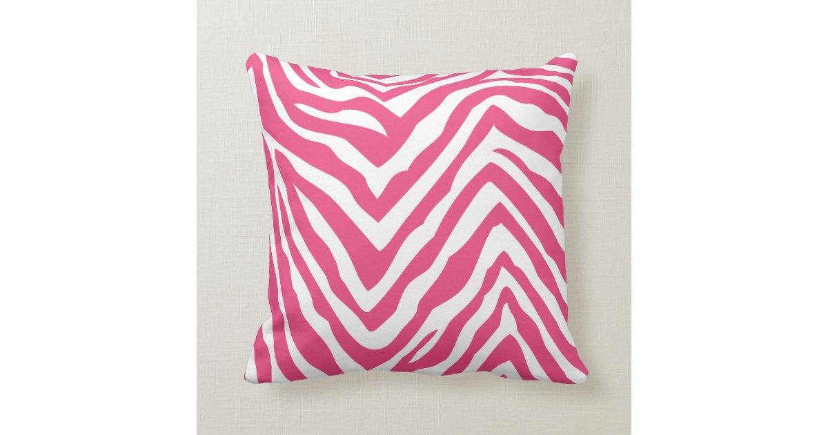 Hot Pink and White Zebra Print Throw Pillow