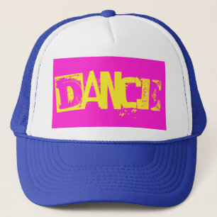 hot pink and yellow DANCE type Trucker Hat