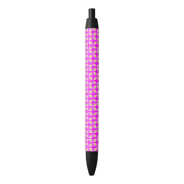 Hot Pink And Yellow Frangipani Pattern, Pen (Front Vertical)