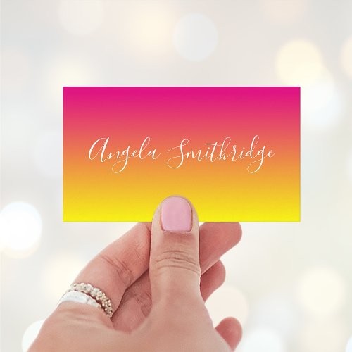 Hot Pink and Yellow Ombre Business Card