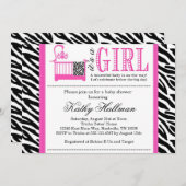 Hot Pink and Zebra Baby Shower invitation Custom (Front/Back)