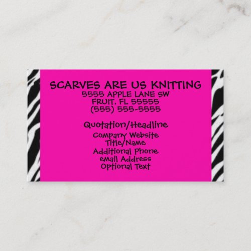 Hot Pink and Zebra Print Business Card