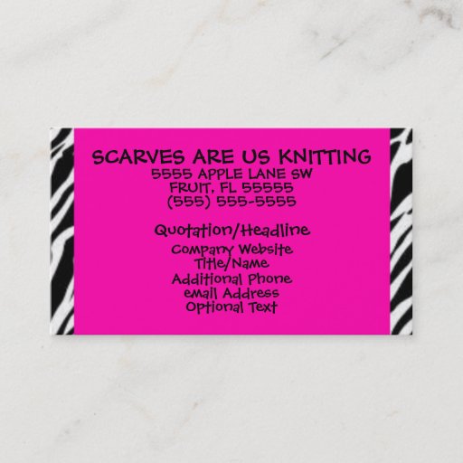 Customizable Hot Pink and Zebra Print Business Card