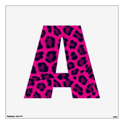Hot Pink Animal Leopard Print  Letter A Wall Sticker