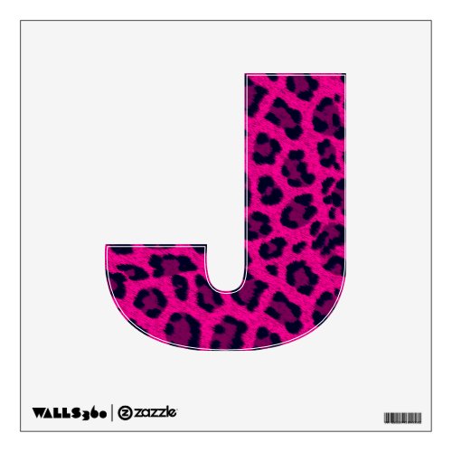 Hot Pink Animal Leopard Print  Letter J 12X12 Wall Sticker