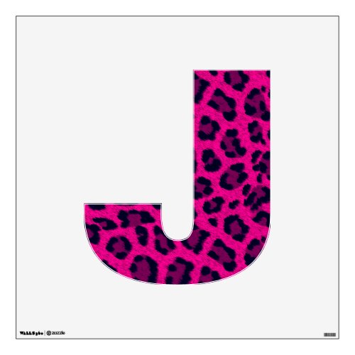 Hot Pink Animal Leopard Print  Letter J 30x30 Wall Decal