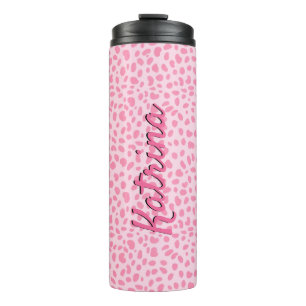 Hot Pink Animal Print Personalized  Thermal Tumbler
