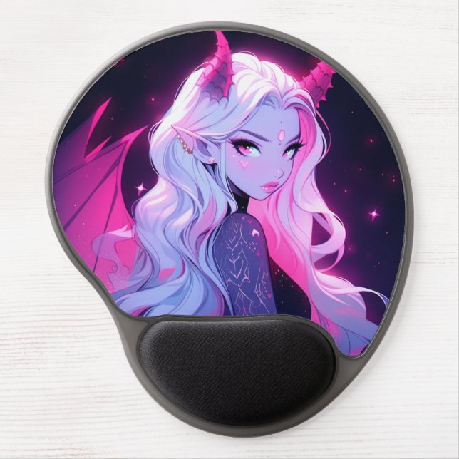 Hot Pink Anime Girl Succubus Koakuma Little Devil Gel Mouse Pad (Front)