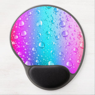 Hot Pink & Aqua Blue Gradient Water Droplets Gel Mouse Pad