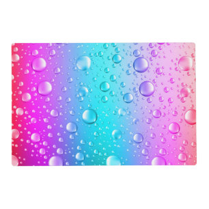 Hot Pink & Aqua Blue Gradient Water Droplets Placemat