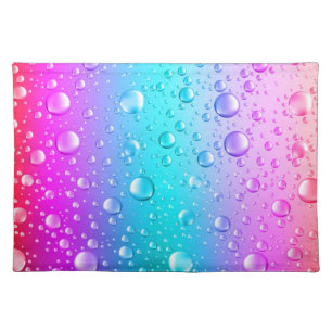 Hot Pink & Aqua Blue Gradient Water Droplets Placemat