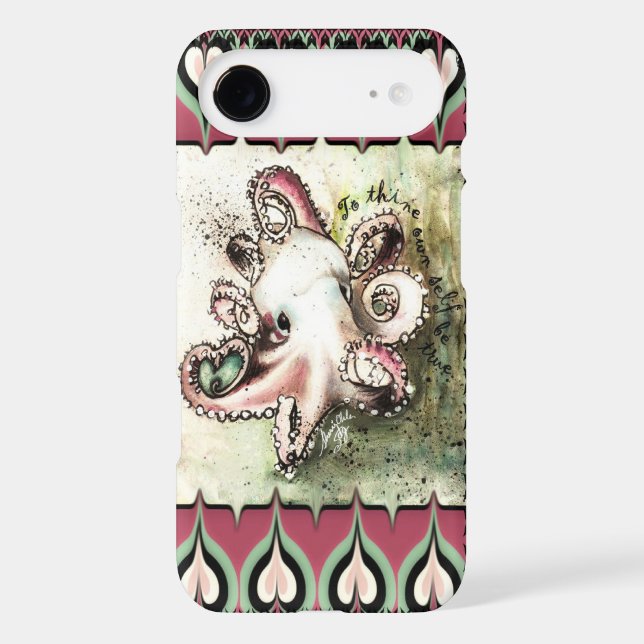 Hot Pink & Aqua Octopus Love 'Ivy' iPhone 7 case (Back)