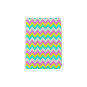 Hot Pink Aqua Yellow White Chevron Zig-Zag Pattern Passport Holder