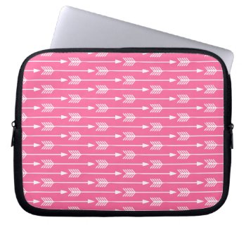 Hot Pink Arrows Pattern Laptop Sleeve by heartlockedcases at Zazzle
