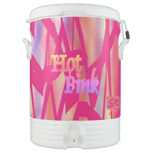 Hot Pink art word beverage cooler 10 gallon