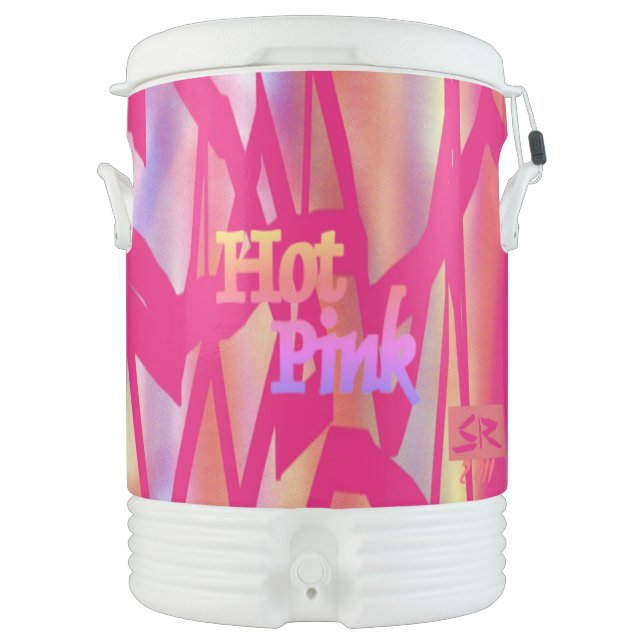 Hot Pink art word beverage cooler 10 gallon (Front)
