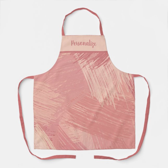 Hot Pink Artist Paint Brush Strokes Personalized Apron (Front)