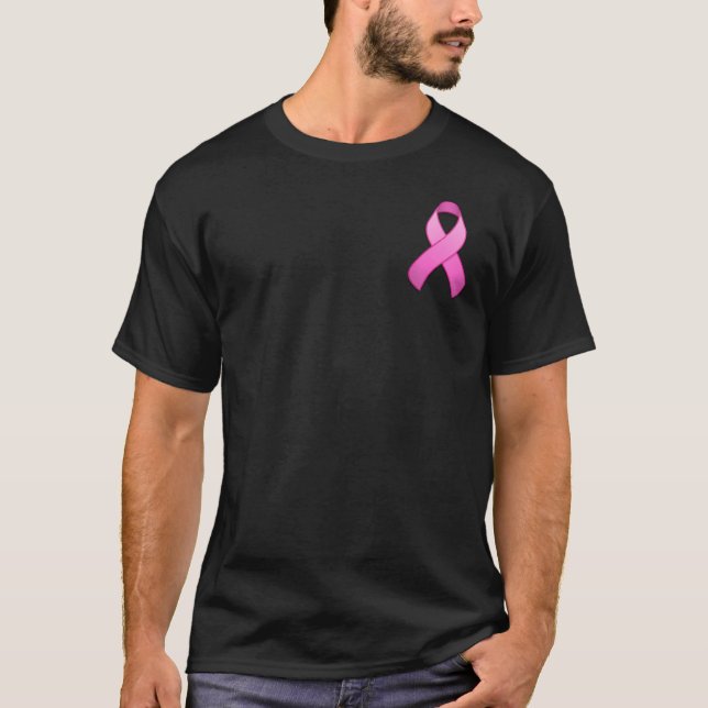 Hot Pink Awareness Pocket Ribbon T-Shirt (Front)