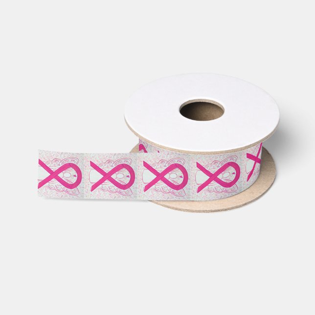 Hot Pink Awareness Ribbon Angel Wrapping Ribbon (Spool)