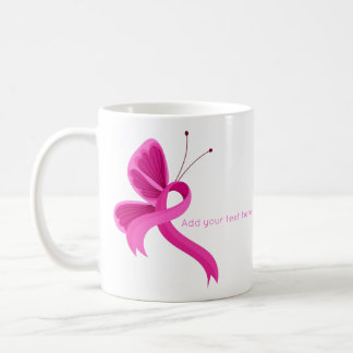 Hot Pink Awareness Ribbon Butterfly Coffee Mug