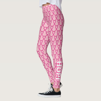 Hot Pink Awareness Ribbon Custom Words Leggings