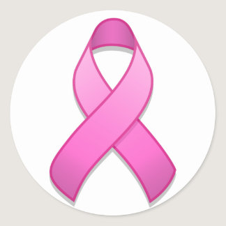 Hot Pink Awareness Ribbon Round Sticker