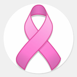 Hot Pink Awareness Ribbon Round Sticker