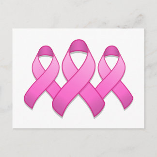 Hot Pink Awareness Ribbon Trio Postcard