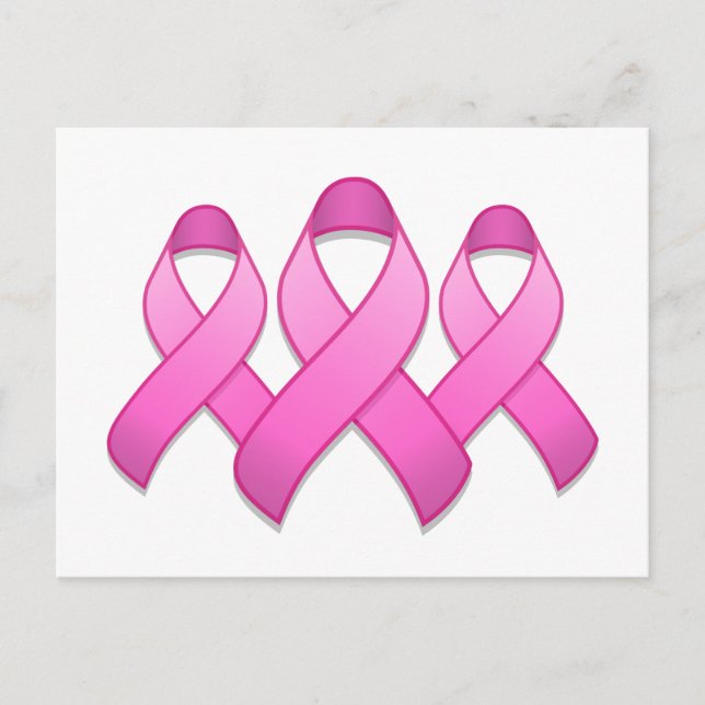 Hot Pink Awareness Ribbon Trio Postcard (Front)
