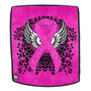 Hot Pink Awareness Ribbon with Wings Backpack