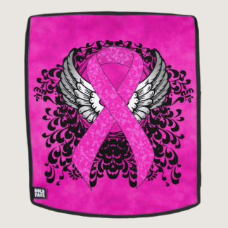 Hot Pink Awareness Ribbon with Wings Backpack