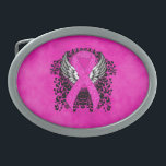Hot Pink Awareness Ribbon with Wings Belt Buckle<br><div class="desc">Hot Pink Ribbon with angel wings and a filigree pattern. The hot pink ribbon stands for Inflammatory Breast Cancer Awareness and Cleft Palate / Cleft Lip Awareness.</div>