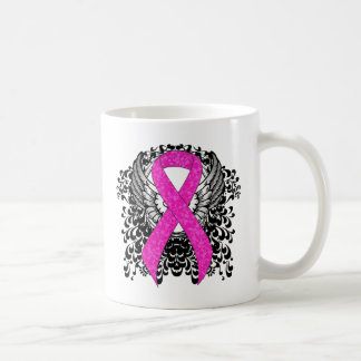 Hot Pink Awareness Ribbon with Wings Coffee Mug