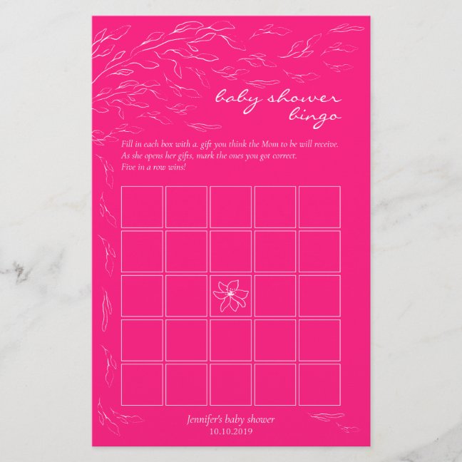 Hot Pink Baby Gift Bingo Game