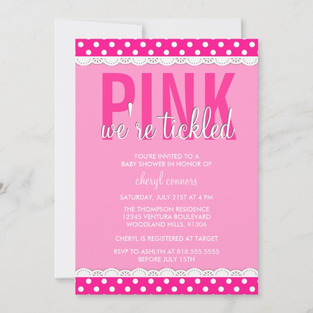 Hot Pink Baby Shower Invitation (Front)