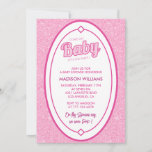 Hot pink baby shower invitations Elegant Glitter
