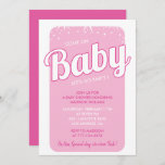 Hot pink baby shower invitations typography 